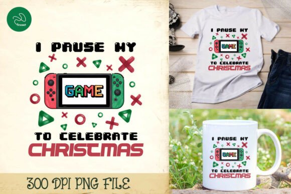 Gamer Christmas Pause: Festive Gaming PNG Designs