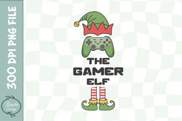 Gamer Elf Holiday Gaming Fun PNG: Retro Pixel Art Meets Holiday Cheer