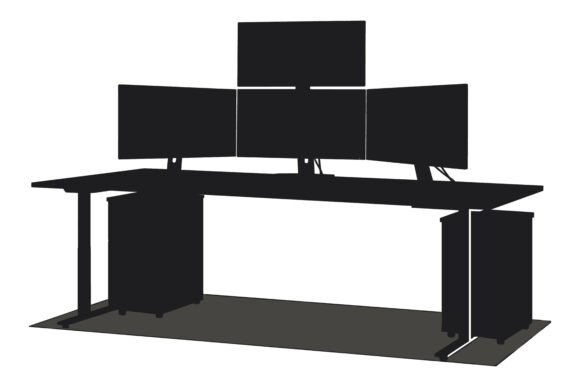 Modern Gaming Desk Setup Silhouette